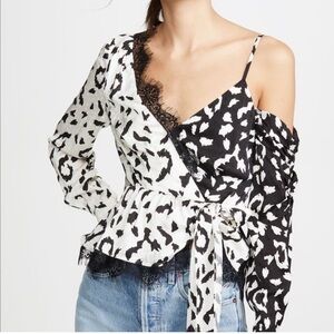 NWT. Self-Portrait Leopard Print Wrap Top. NEW